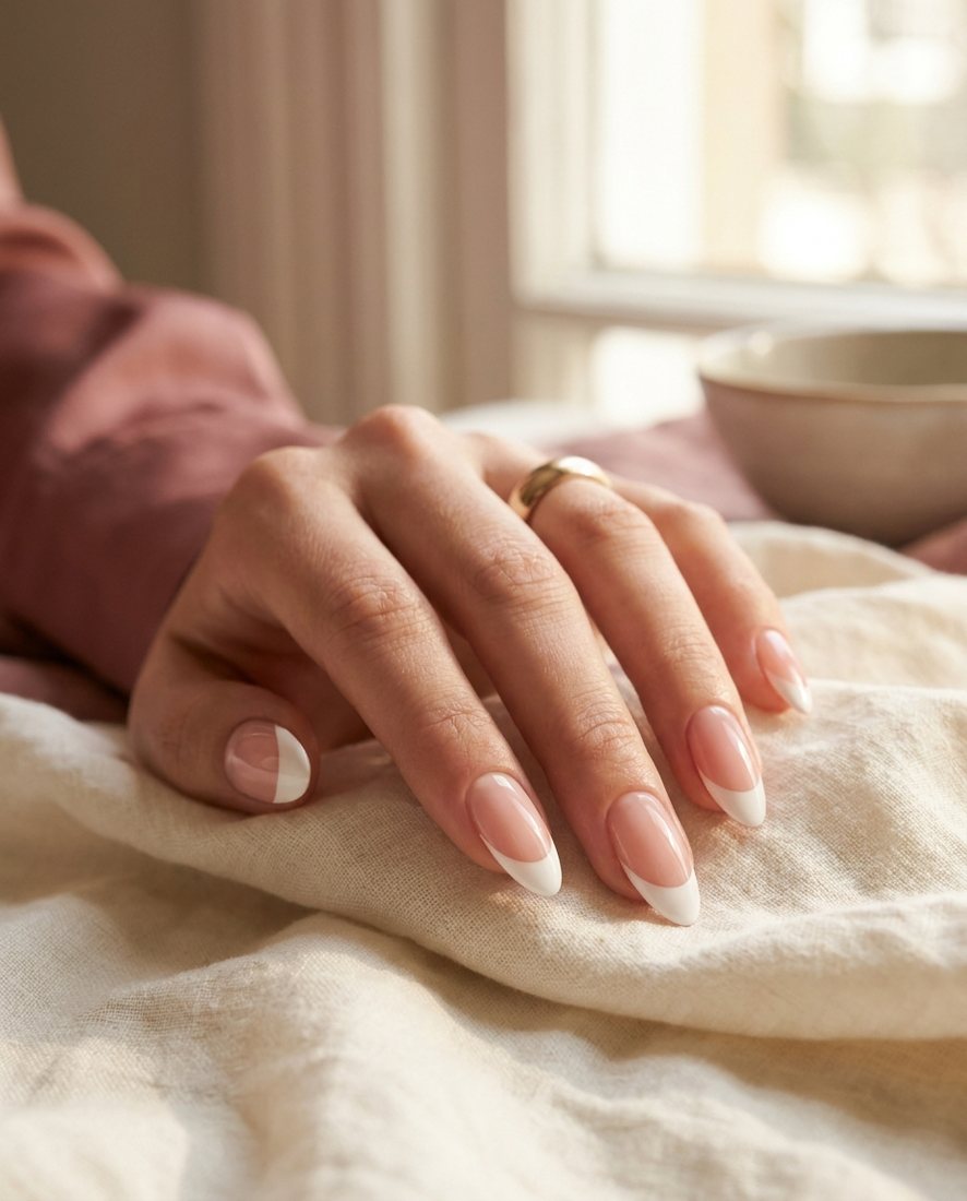 Klassieke Franse manicure met een frisse, natuurlijke uitstraling